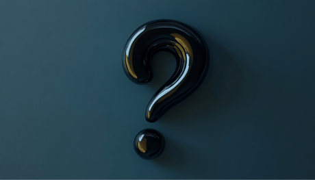 A question mark on a pastel background